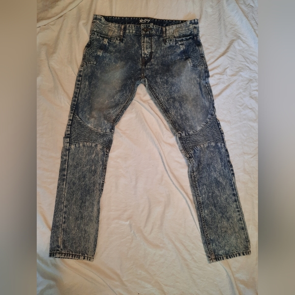 RS7 royal seven Distressed Acid Wash Mens Casual  Flex Jeans Size 36 X 32 - Picture 1 of 9